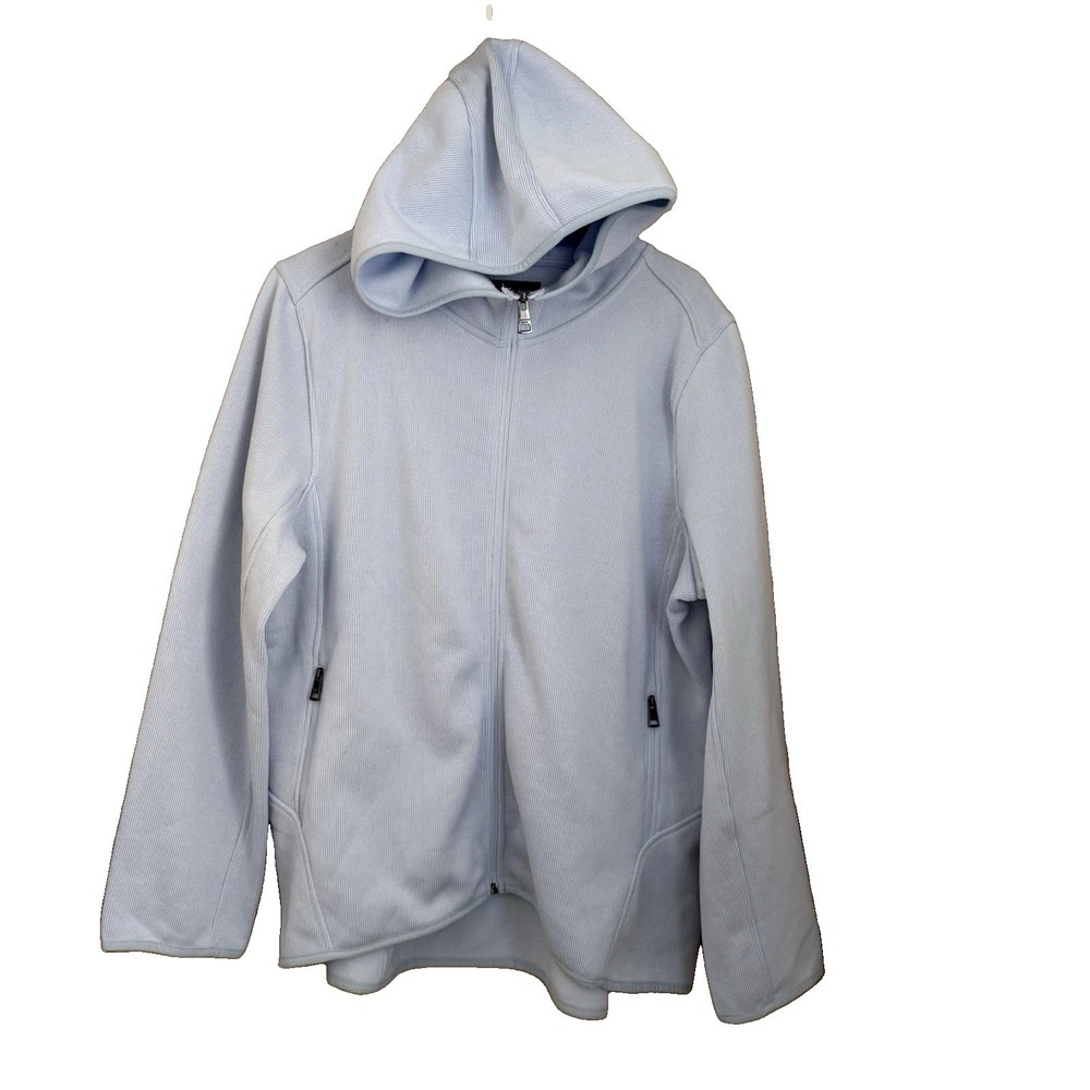 Andrew Marc Blue Ribbed Zip Up Hooded Jacket Womens XXL Athleisure Outdoor Run